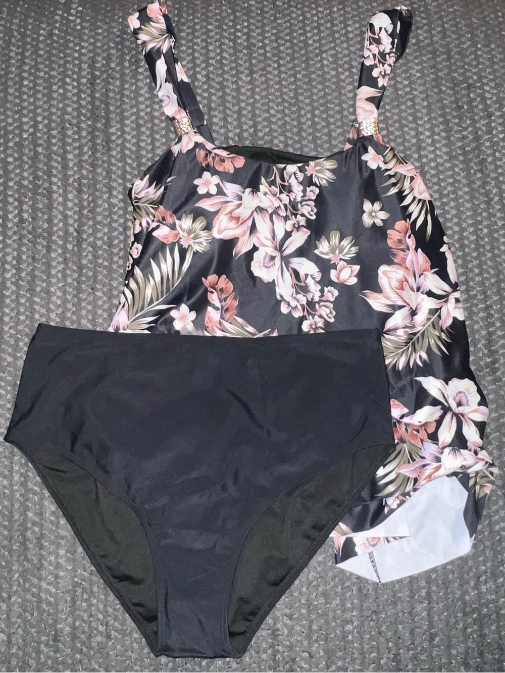 Floral Black Pink Tankini Set